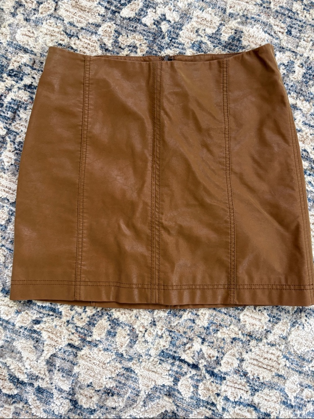 Free People Tan Brown Faux Leather Mini Skirt